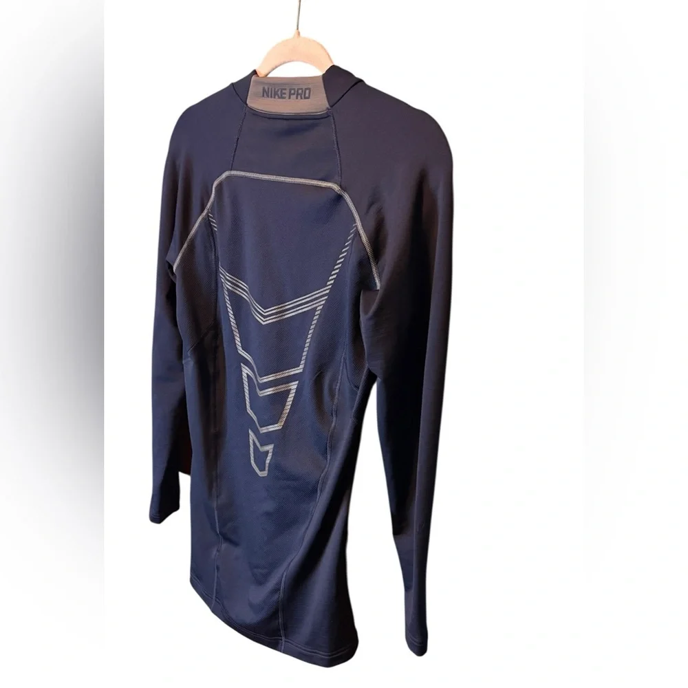 Nike Pro Combat Hyperwarm Dri-FIT Compression Shirt Navy Blue Size Large